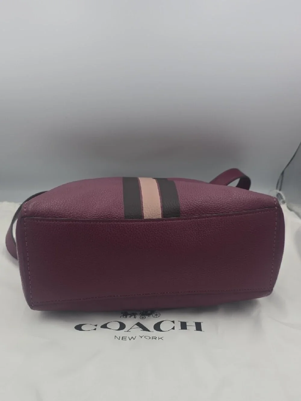 Coach Plum/Pink Varsity Stripe Ava Large Shoulder Bag W/ Gold Hardware (EUC)💖💜 - Picture 10 of 16